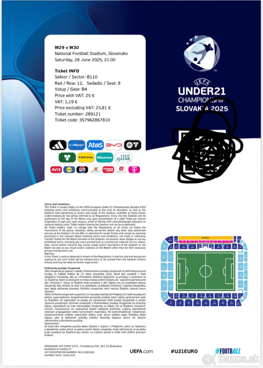 Lístok na Finále euro u21