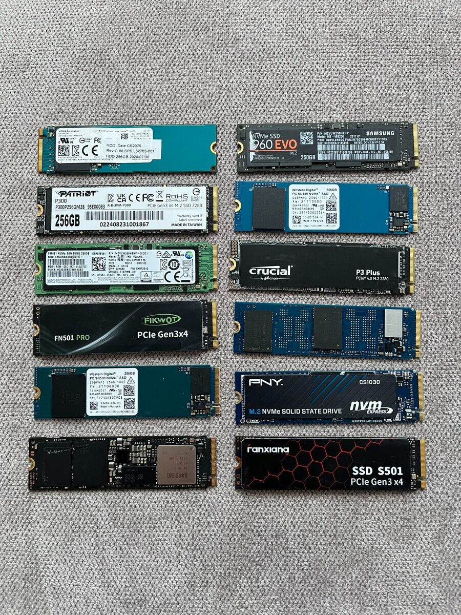M.2 NVMe SSD Samsung / Intenso / WD / Patriot / Intel 256GB