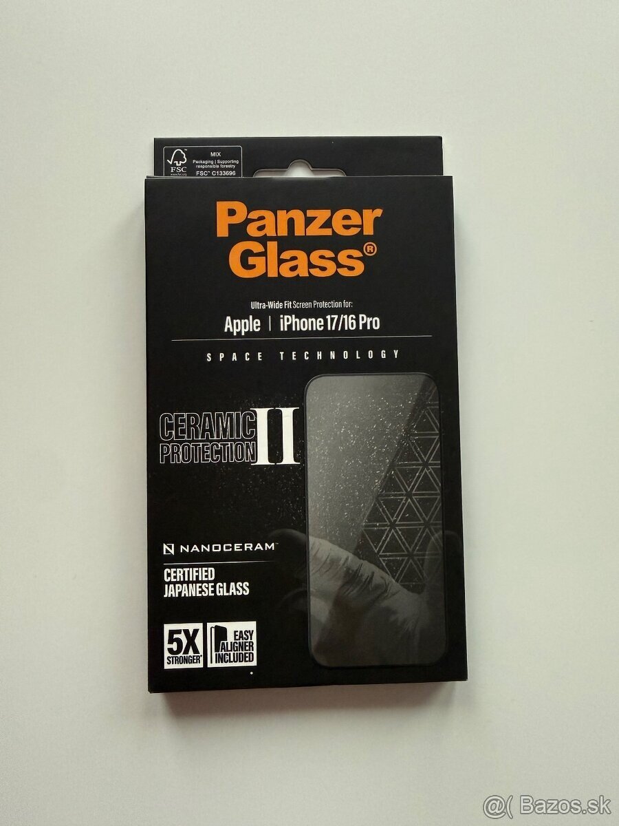Tvrdené sklo UWF Ceramic II s aplikátor. iPhone 17/16 Pro
