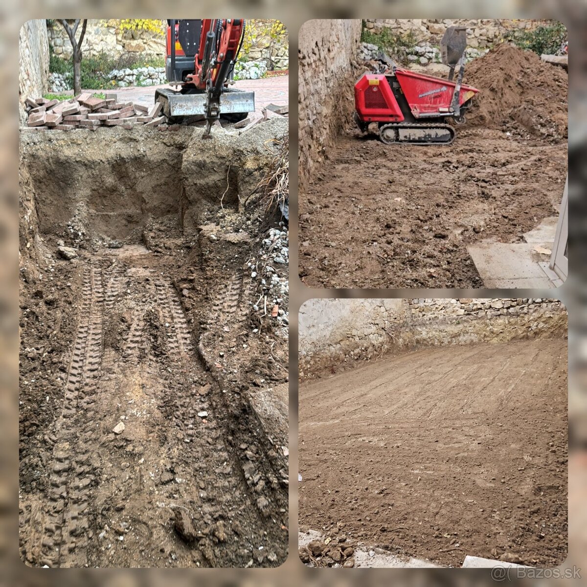Výkopové a zemné práce s minibagrom a frézovanie pozemkov  P