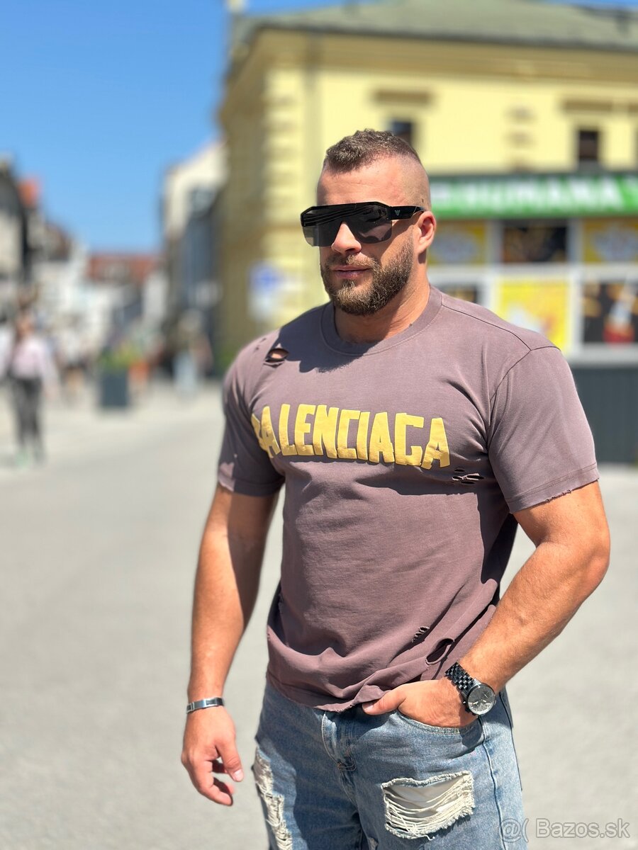 Luxusne tričko Balenciaga hnedé