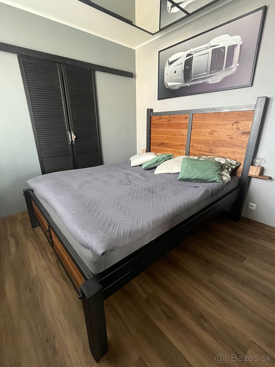 Manželská posteľ- industrial štýl