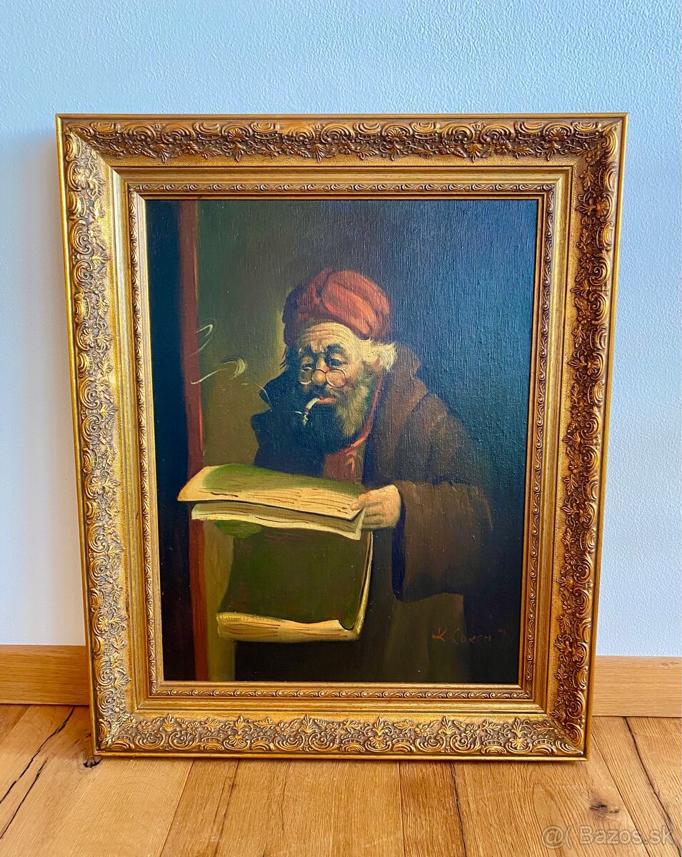 Starý krásný obraz, olejomalba na plátně