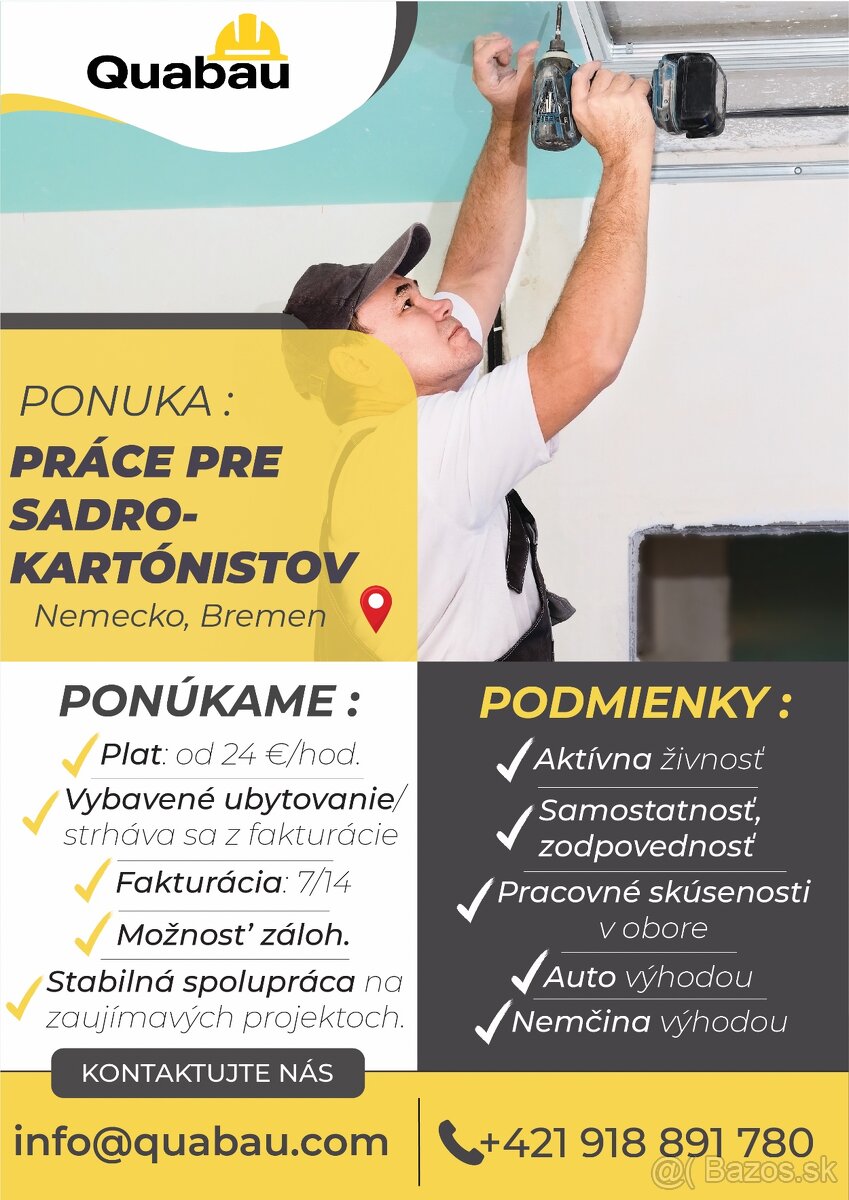 Ponuka práce Nemecko-Sadrokartónista
