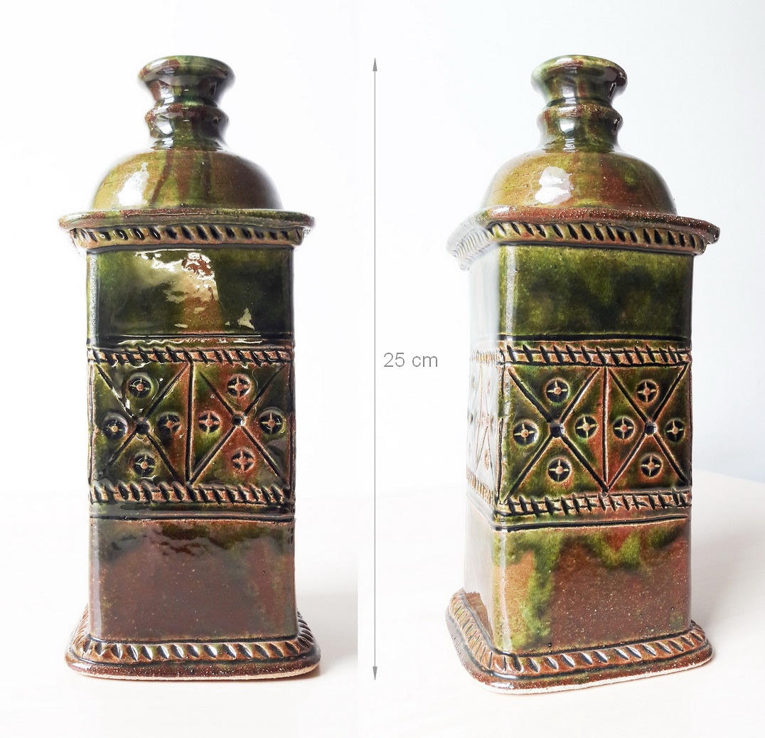 Retro keramická dekorácia fľaša z predajne Dielo - handmade