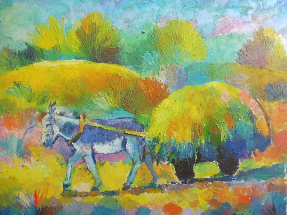 Gulmir Telgoziev / Oslí povoz (102 x 76 cm)
