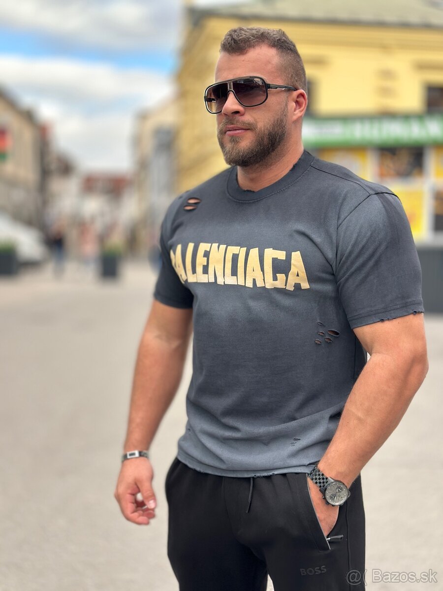 Luxusne tričko Balenciaga čierno žlté