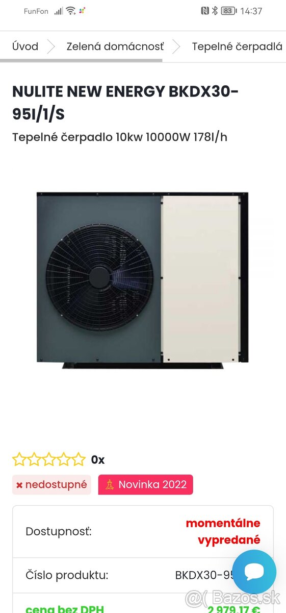 Tepelne cerpadlo 10kw