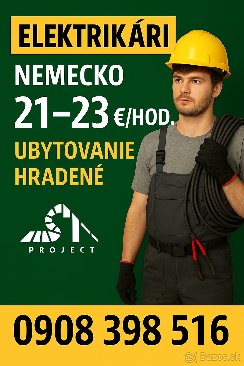 🇩🇪 Ponuka práce v Nemecku – dvojica Elektrikár + Pomocník