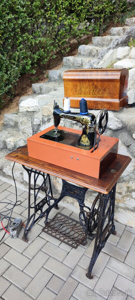 Starý šijací stroj prerobený na elektriku