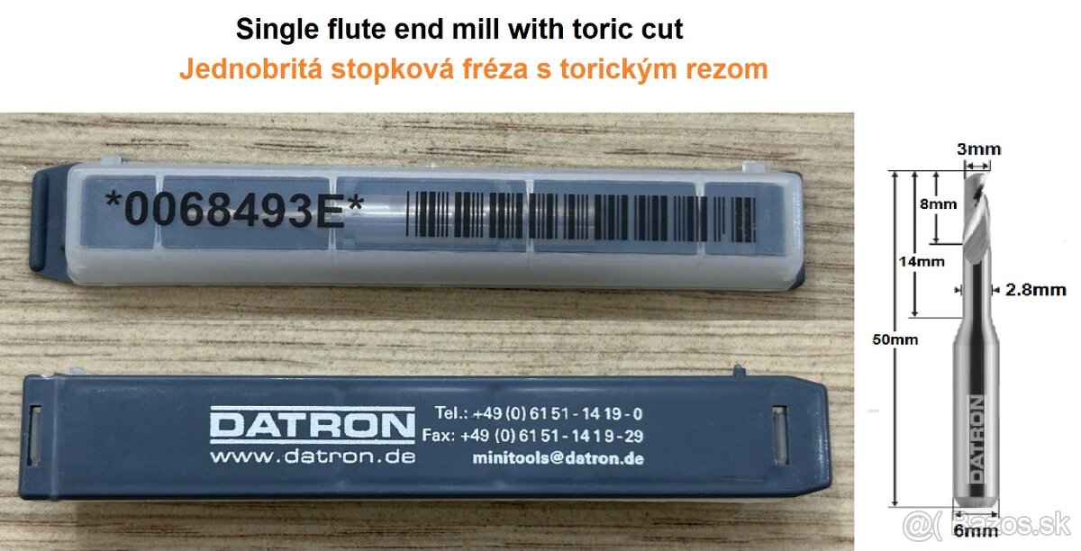 CNC nástroje – frézky DATRON + výstružníky HSS