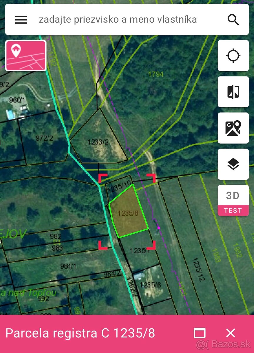 Predám pozemok – Dlhá Lúka, 601 m² + podiel na cest