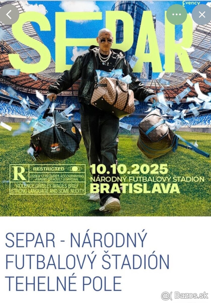 Listky na sedenie separ koncert tehelne pole