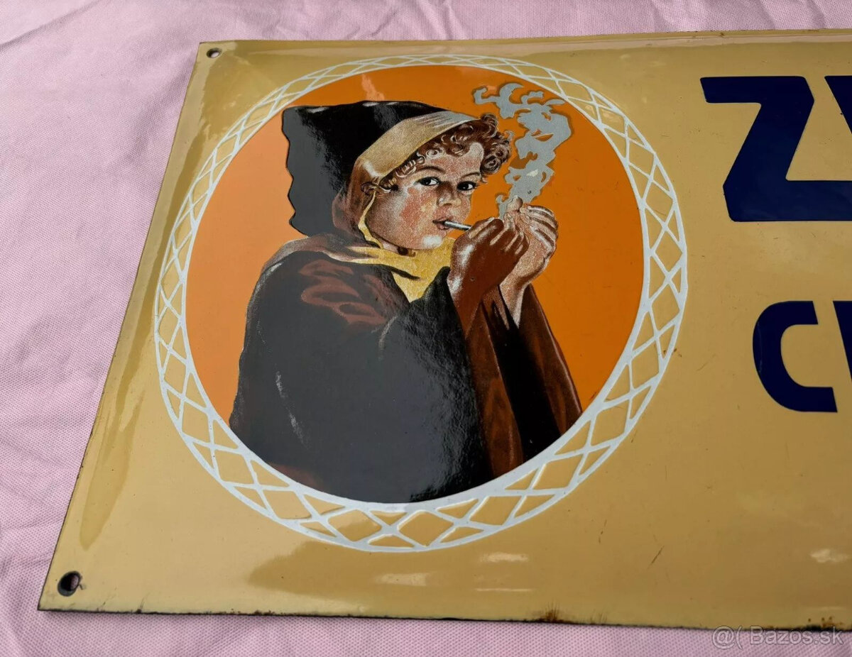 Smaltovaná ceduľa. Originálna smaltovaná ceduľa. CIGARETY ZU