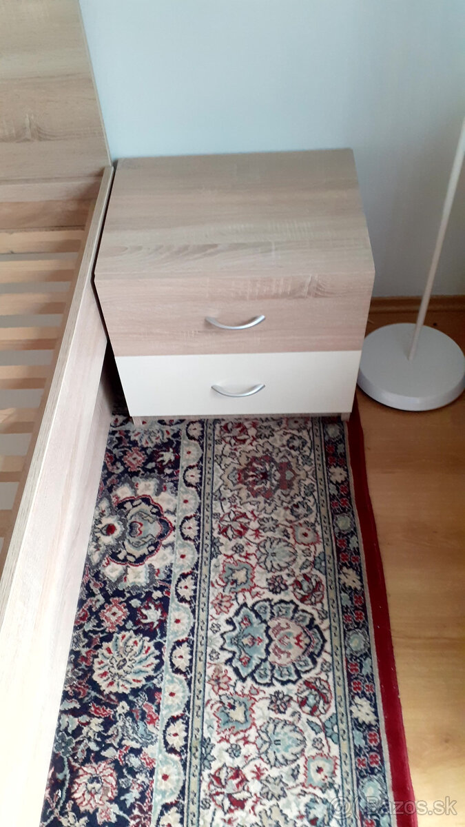 Predám manželskú postel - robená dub sonoma/ lesk vanilka