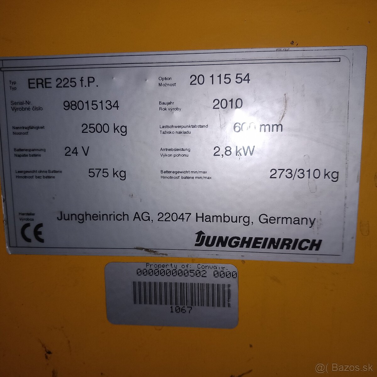 Elektricný nýzkozdvižný vozík