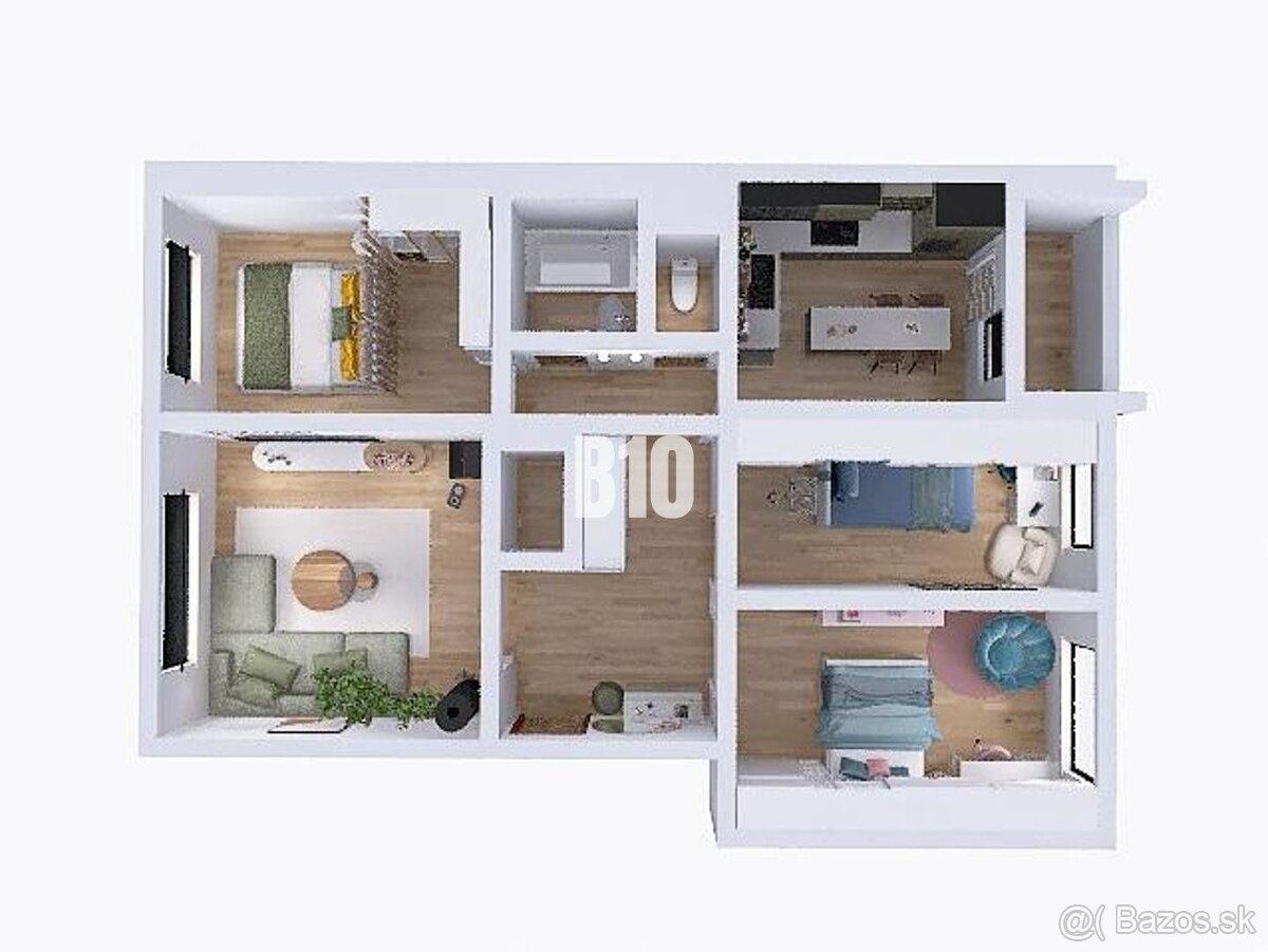 Na predaj 4-izbový byt, 80 m² + loggia, pivnica - centrum Pú