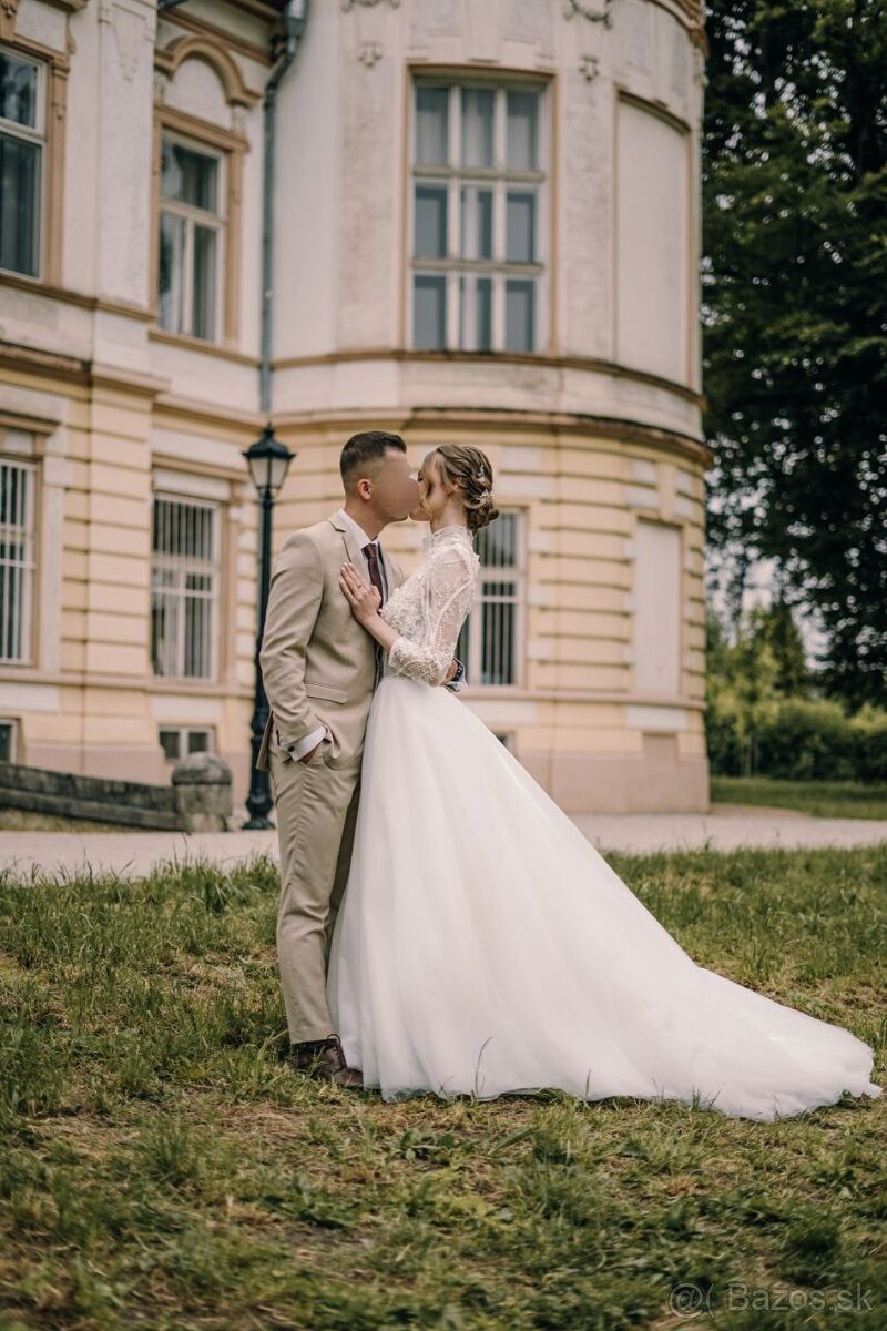 Svadobné šaty 🌸 s dlhou vlečkou