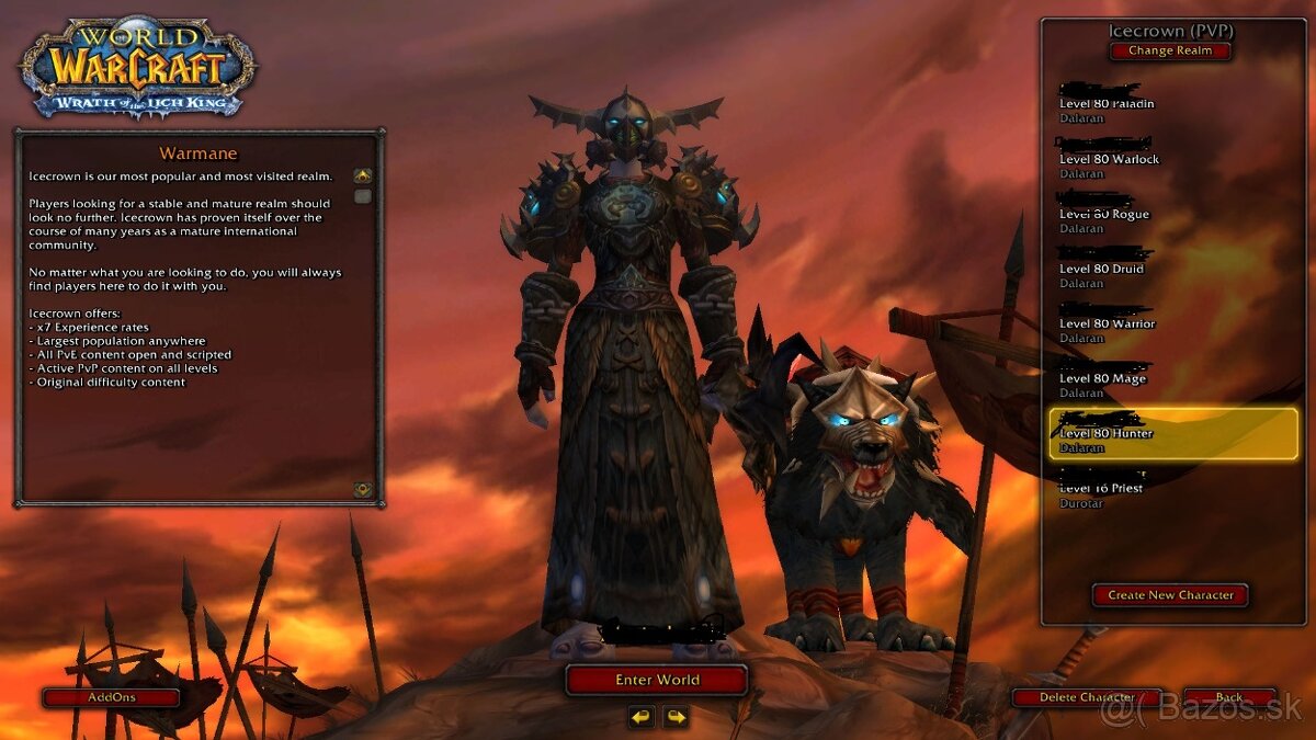 Predam ucet World of Warcraft - Warmane - Icecrown
