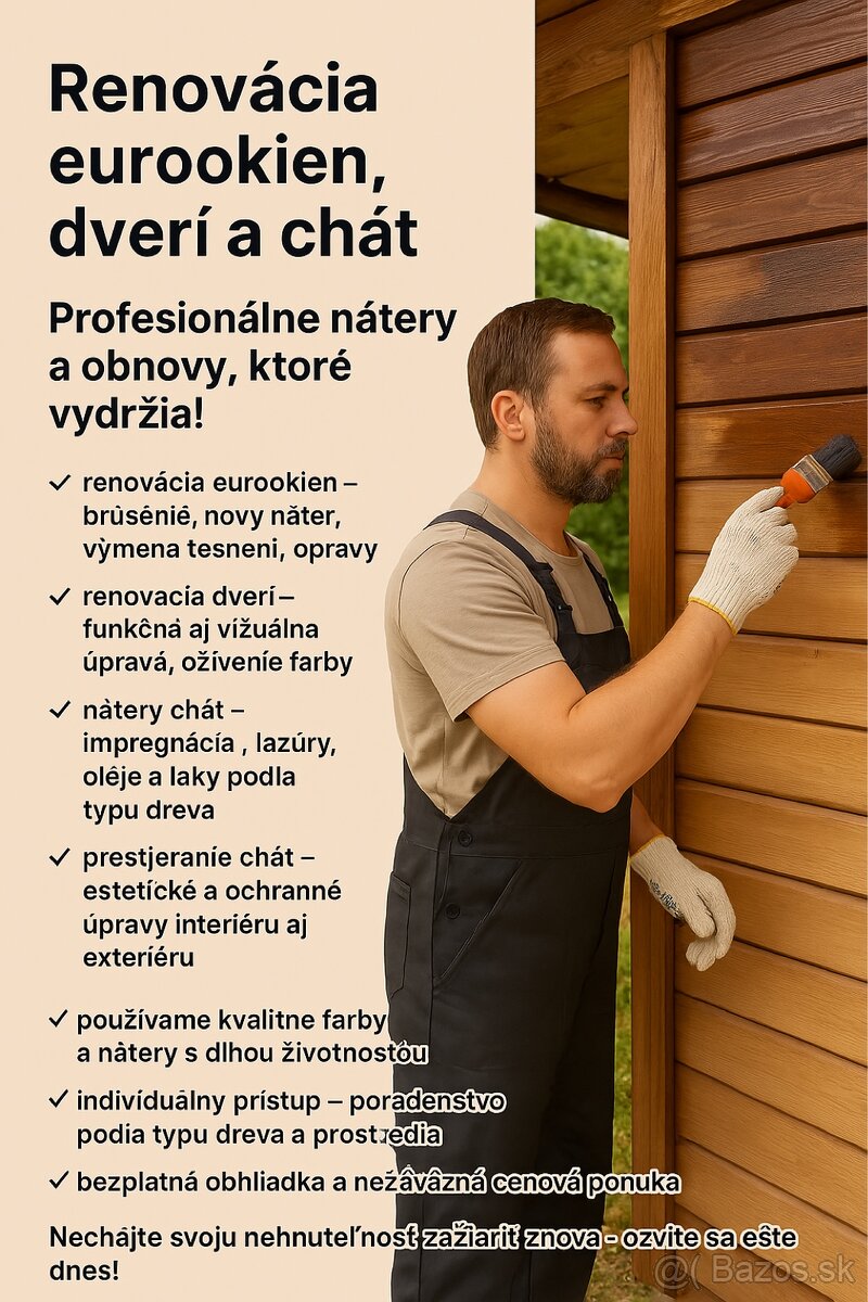 Profesionálna renovácia chát, okien a dverí