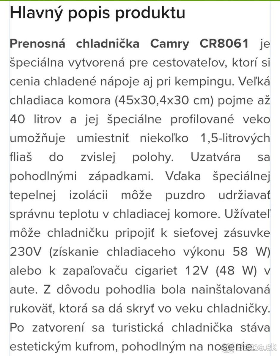 Prenosná chladnička