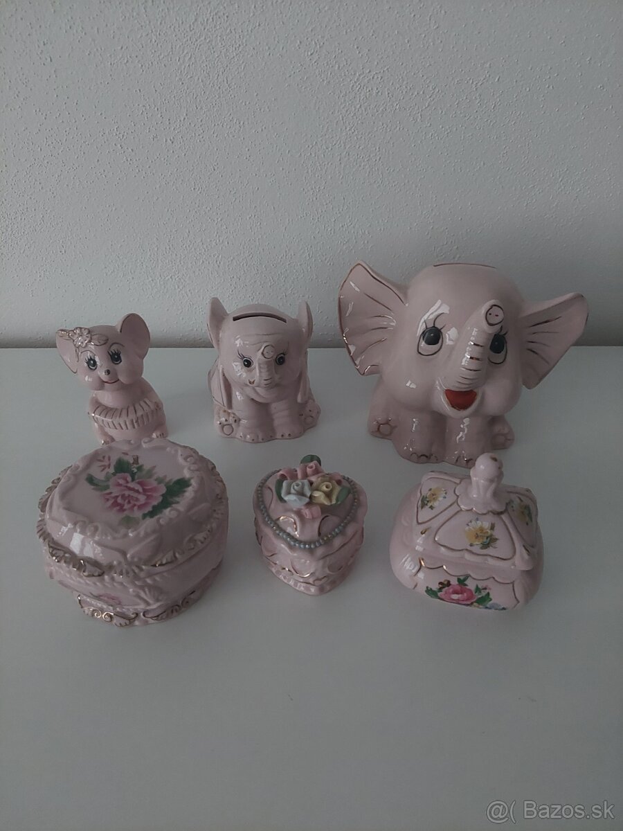 Retro ruzove keramicke vazicky