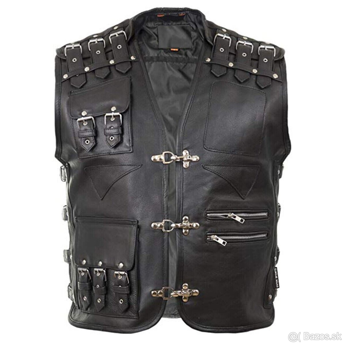Moto Kožena Vesta Ozdobna S Prackami 4 XL Prava Koža