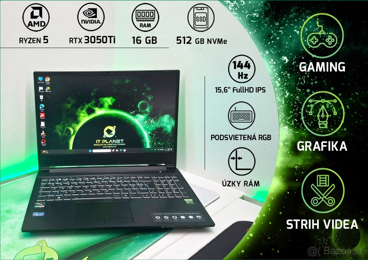 🏷️ 🎮 Ryzen 5 / RTX 3050Ti / 144Hz / 16GB RAM / Herný NB
