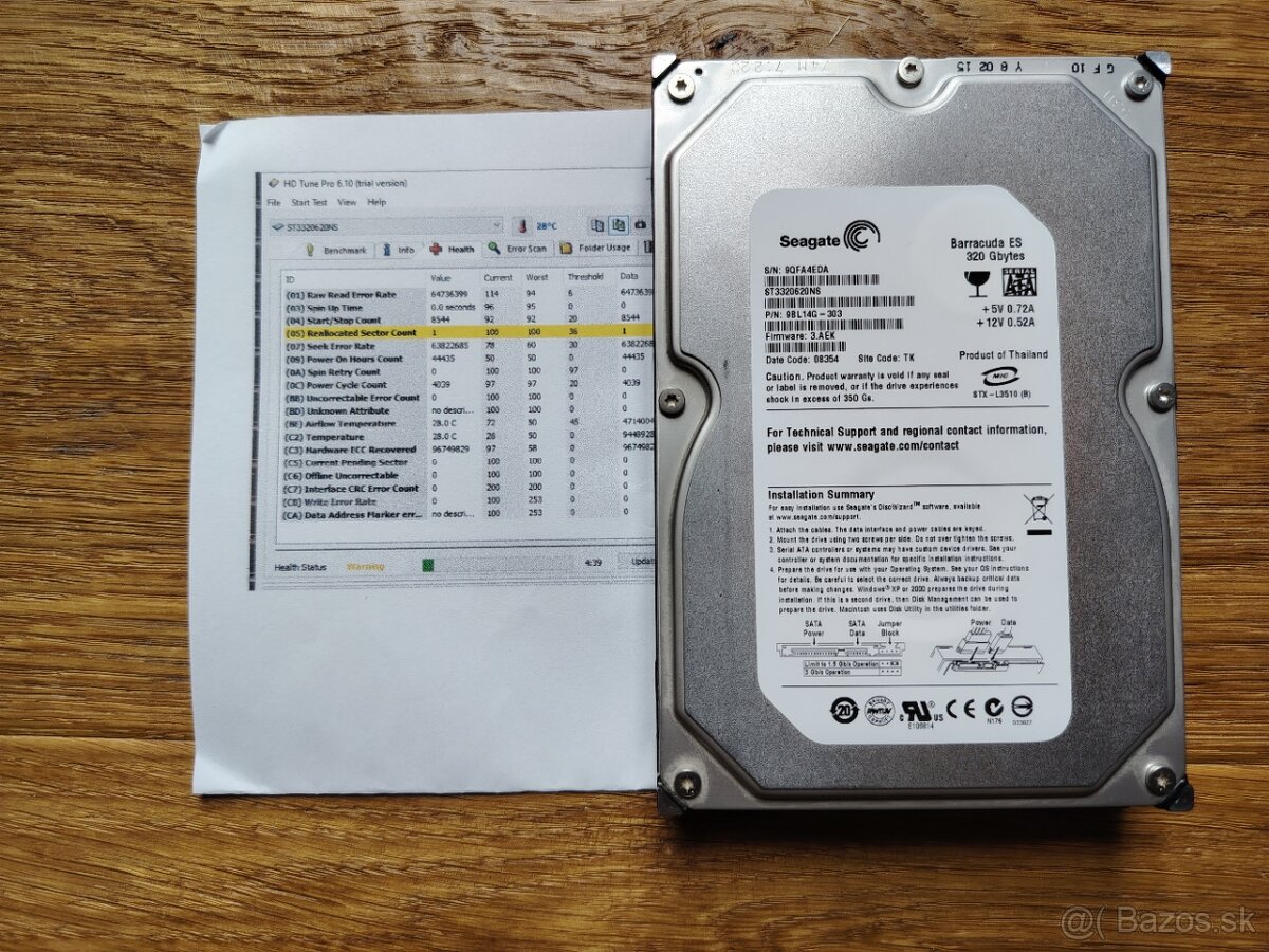 Predám použitý pevný disk 3.5HDD ST3320620NS 320GB