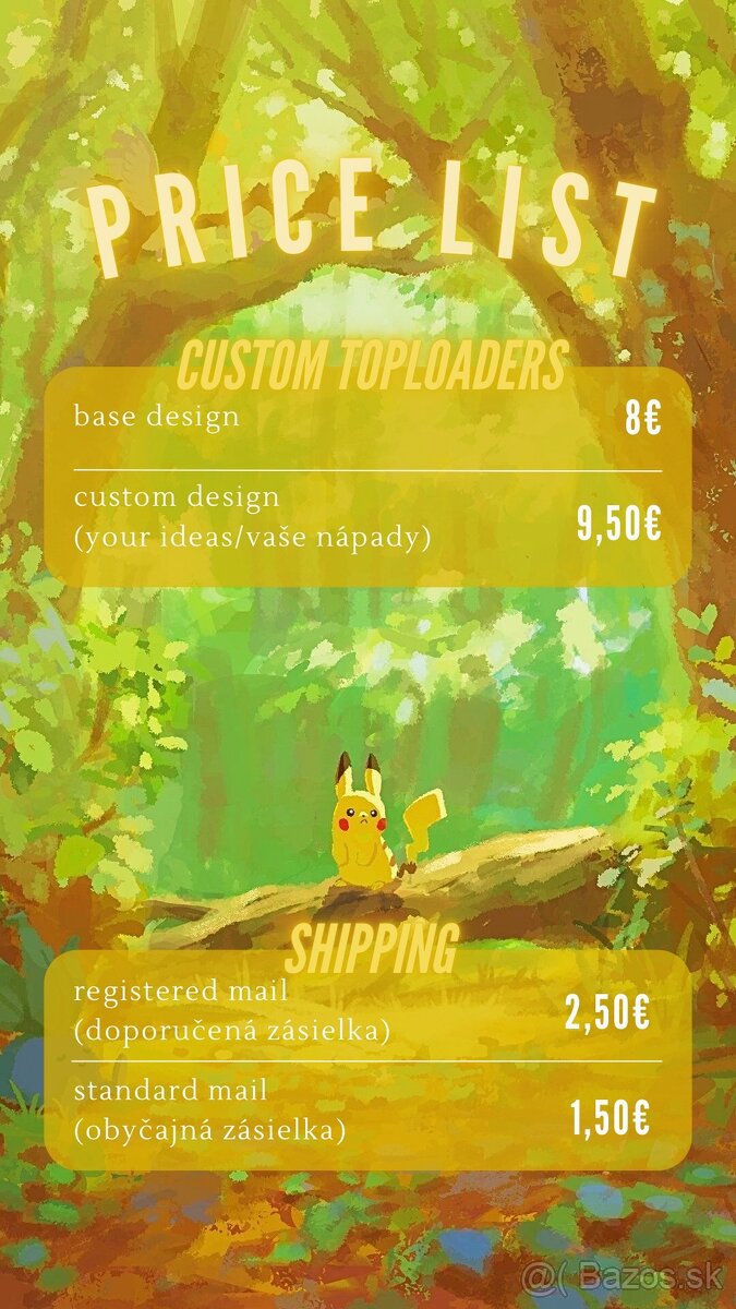 Custom-made toploadery pre Pokémon karty