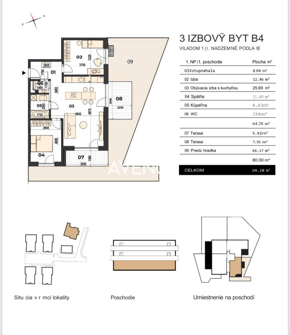 AVENUE | predaj moderný 3 izbový byt s predzáhradkou, Staré