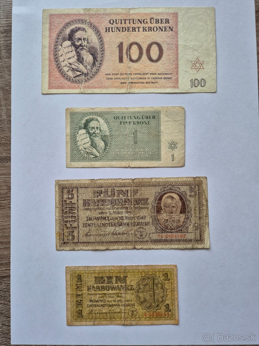 Predám Terezínske poukážky a ukrajinské vojnové bankovky