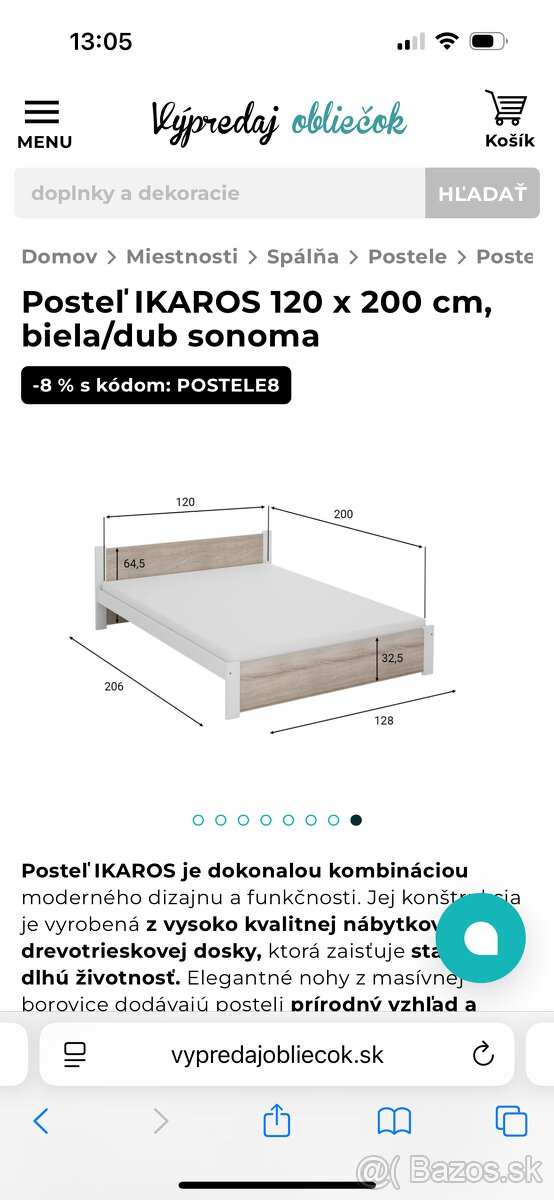 Posteľ 120x200 s šuflikom