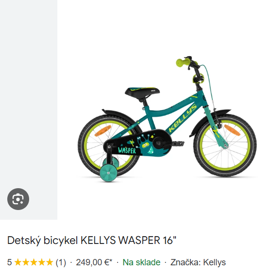 Predám Detský bicykel KELLYS WASPER 16" - (100-110
