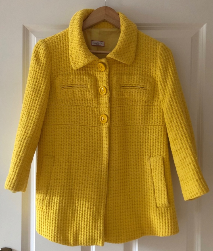 ————-Žltý kabát/sako Max&Co, XS/S - 34/36, 12.50 E———-