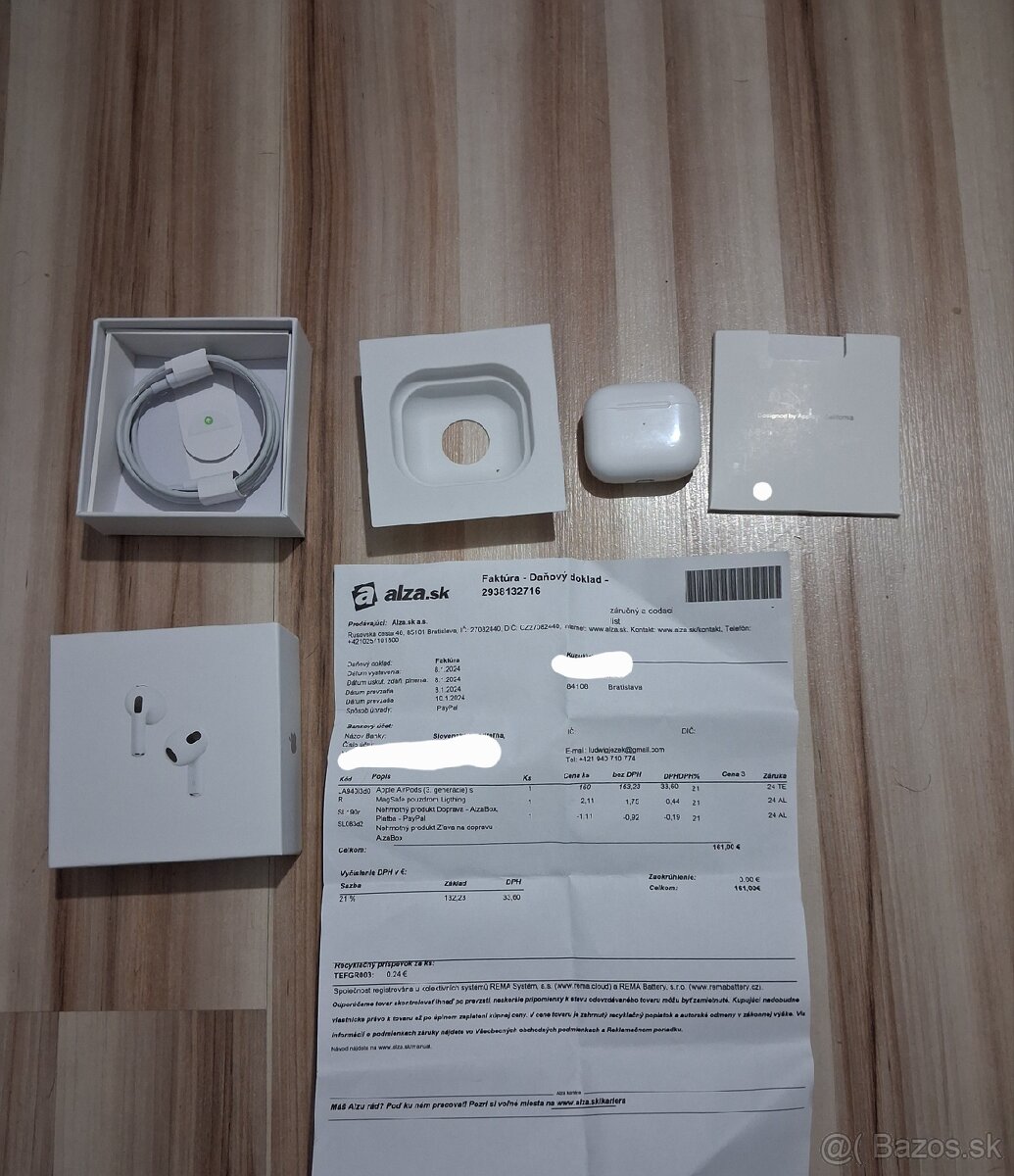 Airpods gen 3 originál s nabíjačkou lightning aj s faktúrou