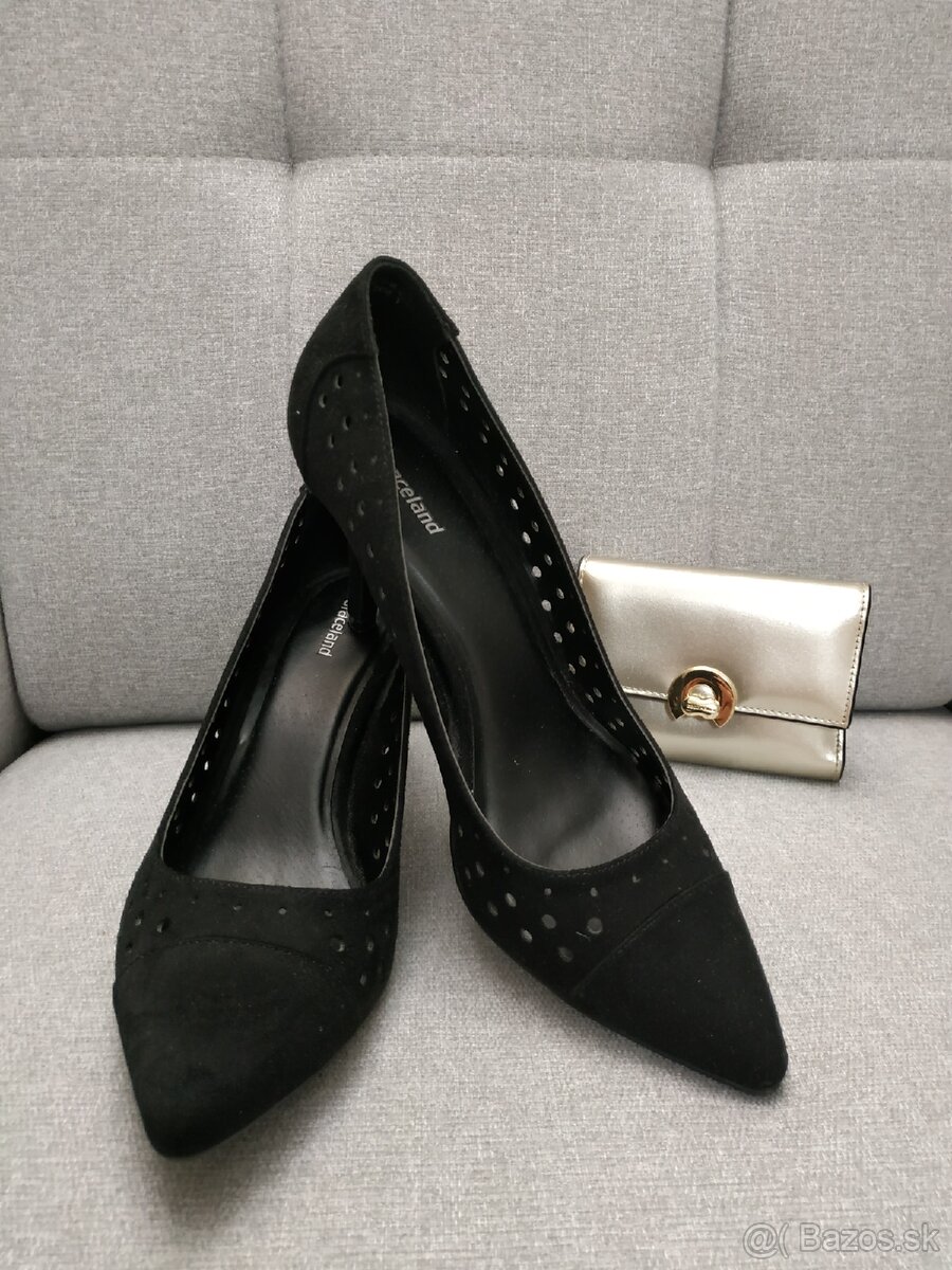 Čierne dámske semišové lodičky, č. 39, Zn. Graceland