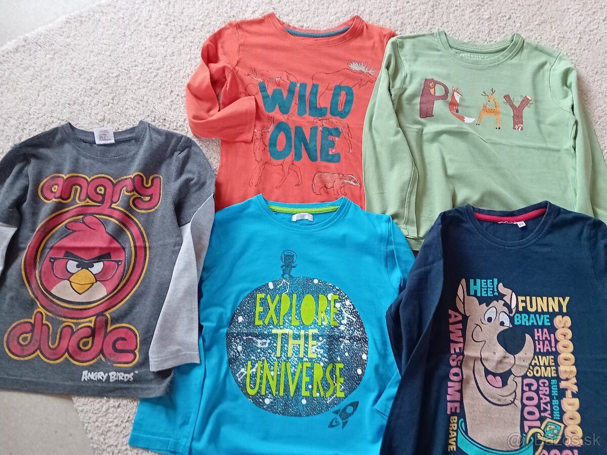 Balik tričiek s dlhym rukavom, velkost 122