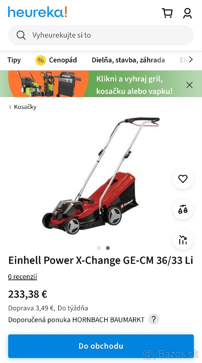 Predám baterkovu kosačku Einhell raz použitu