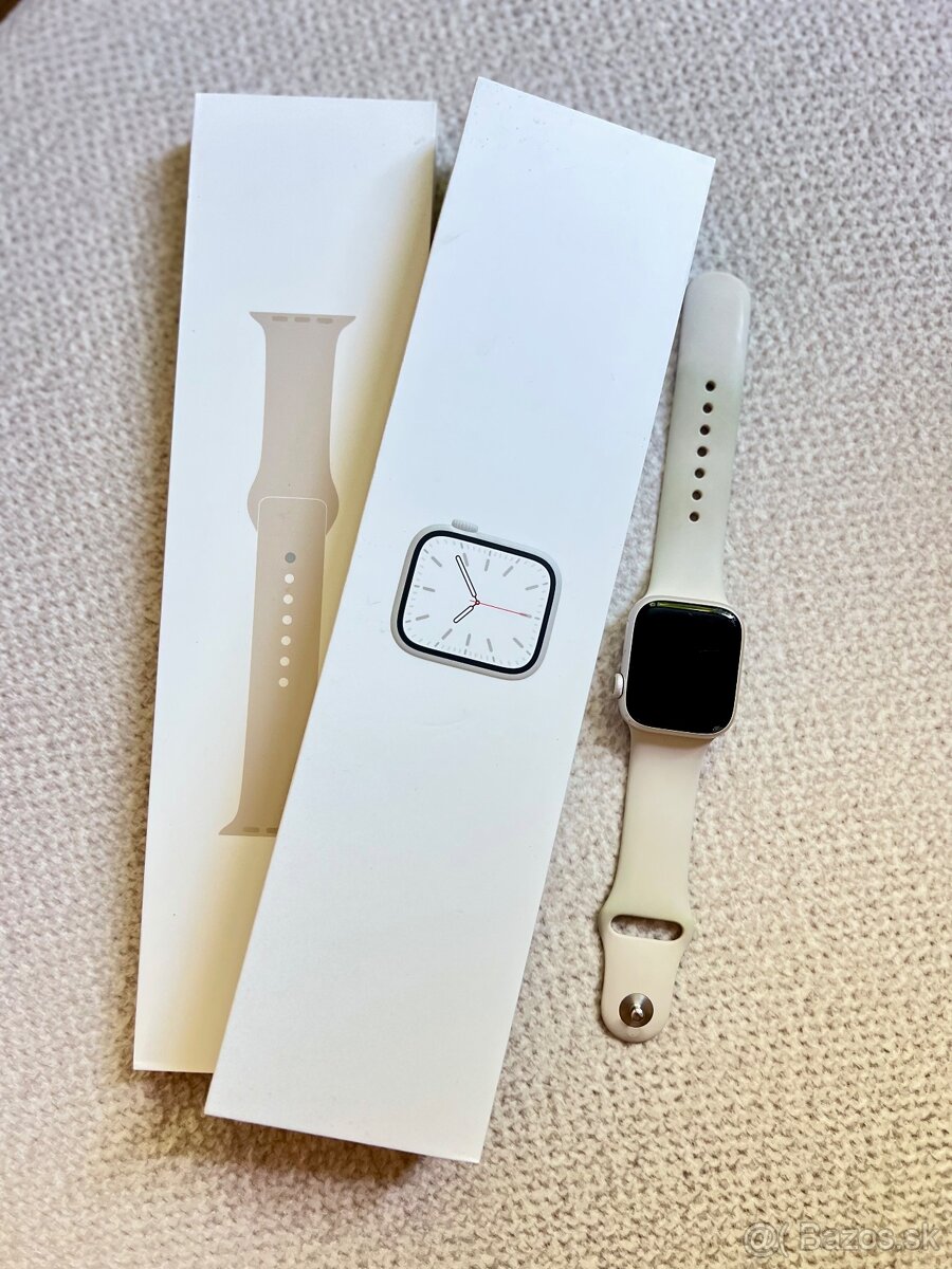 Apple Watch S7 – 41mm Starlight + krabica + nabíjačka