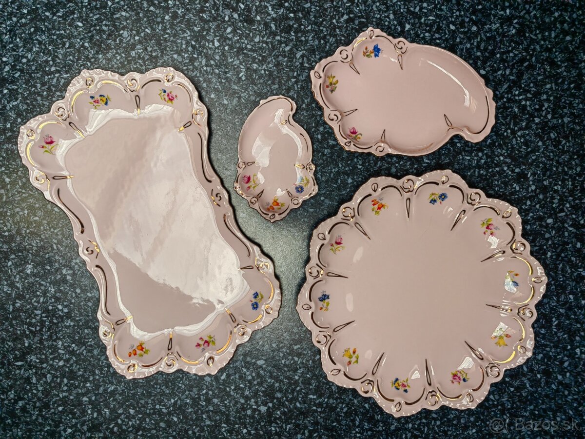 Ružový porcelán - tanieriky
