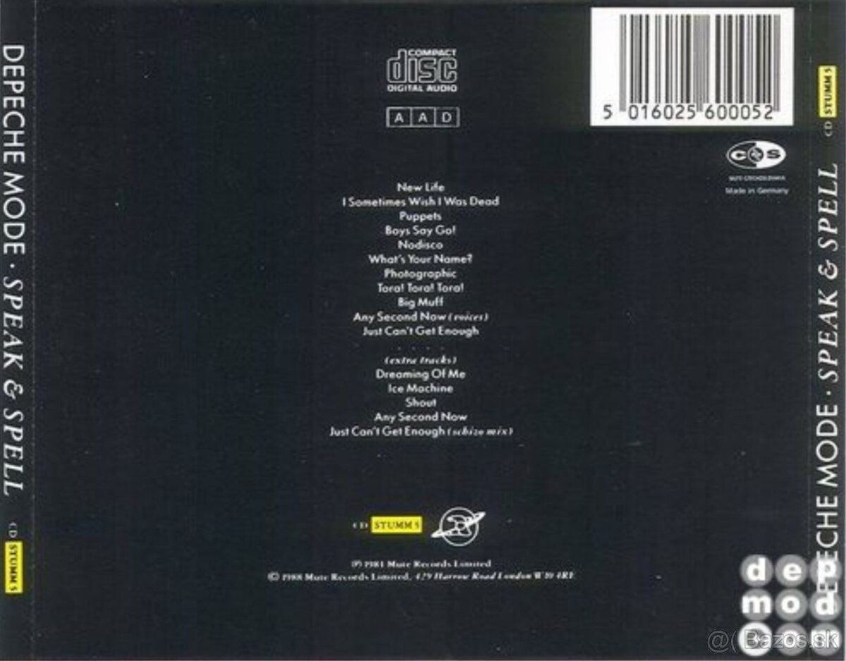 Depeche Mode Speak & Spell CD