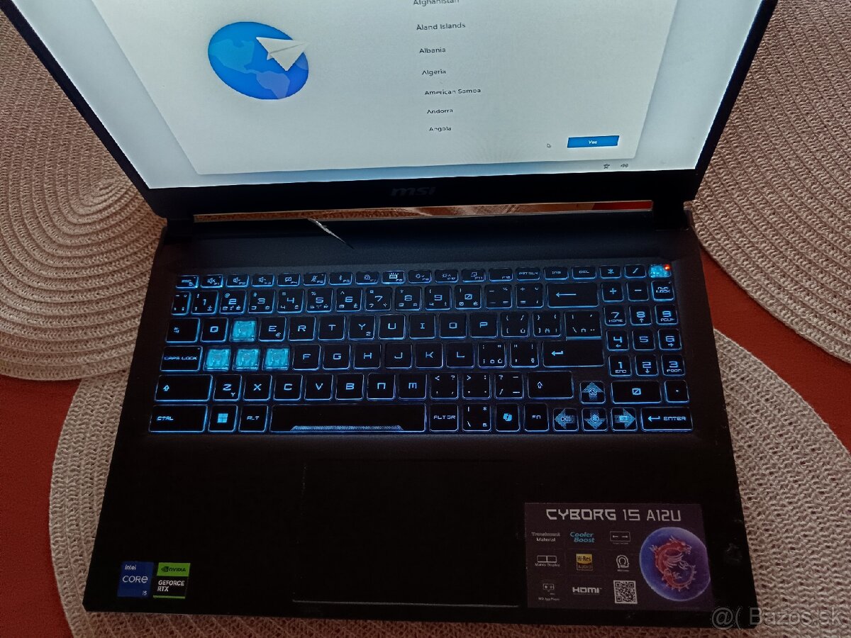 Notebook MSI Cyborg 15 A12UC 1444 CZ