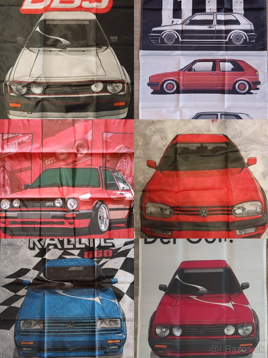 Vlajky VW Golf Mk1, Mk2, Mk3,GTI,G60 rallye ,VR6