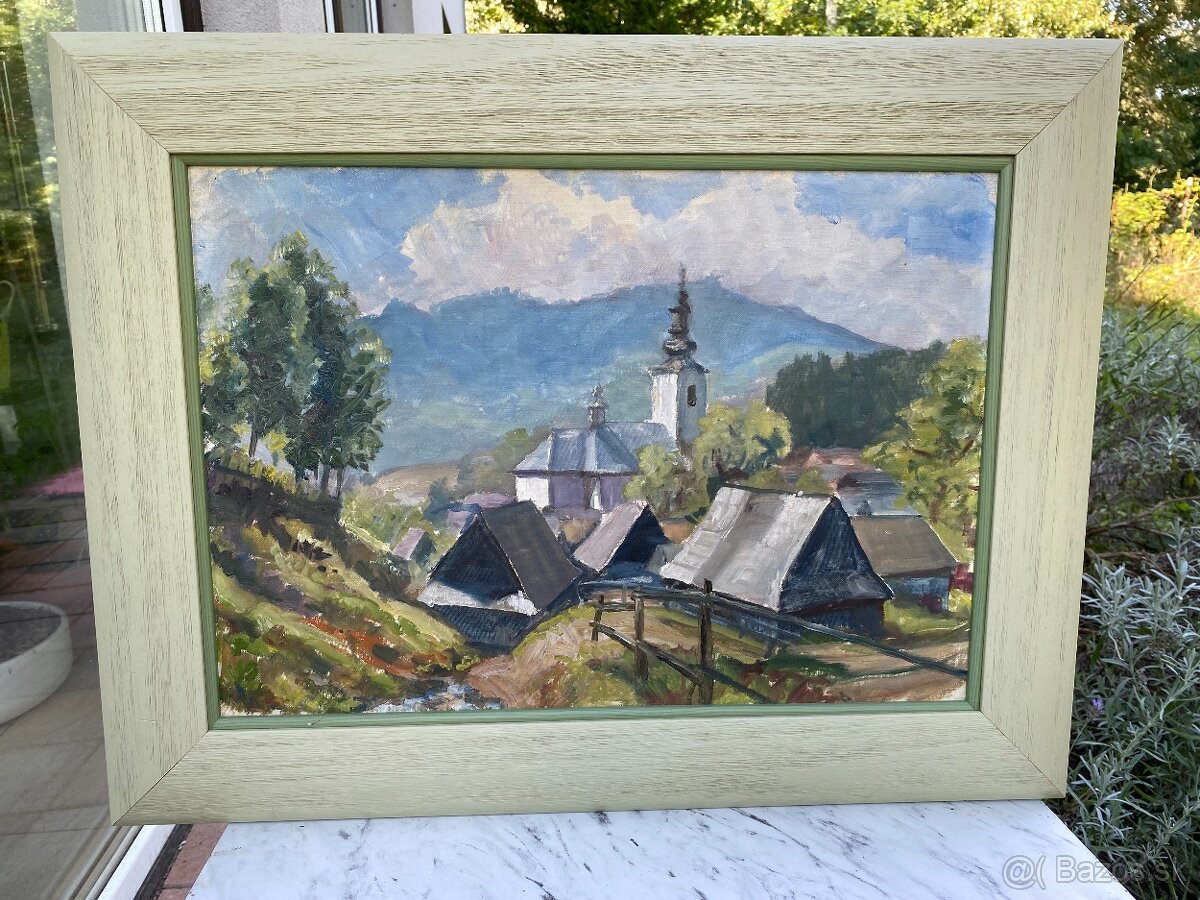 Predám pekný obraz Dedinka v údolí