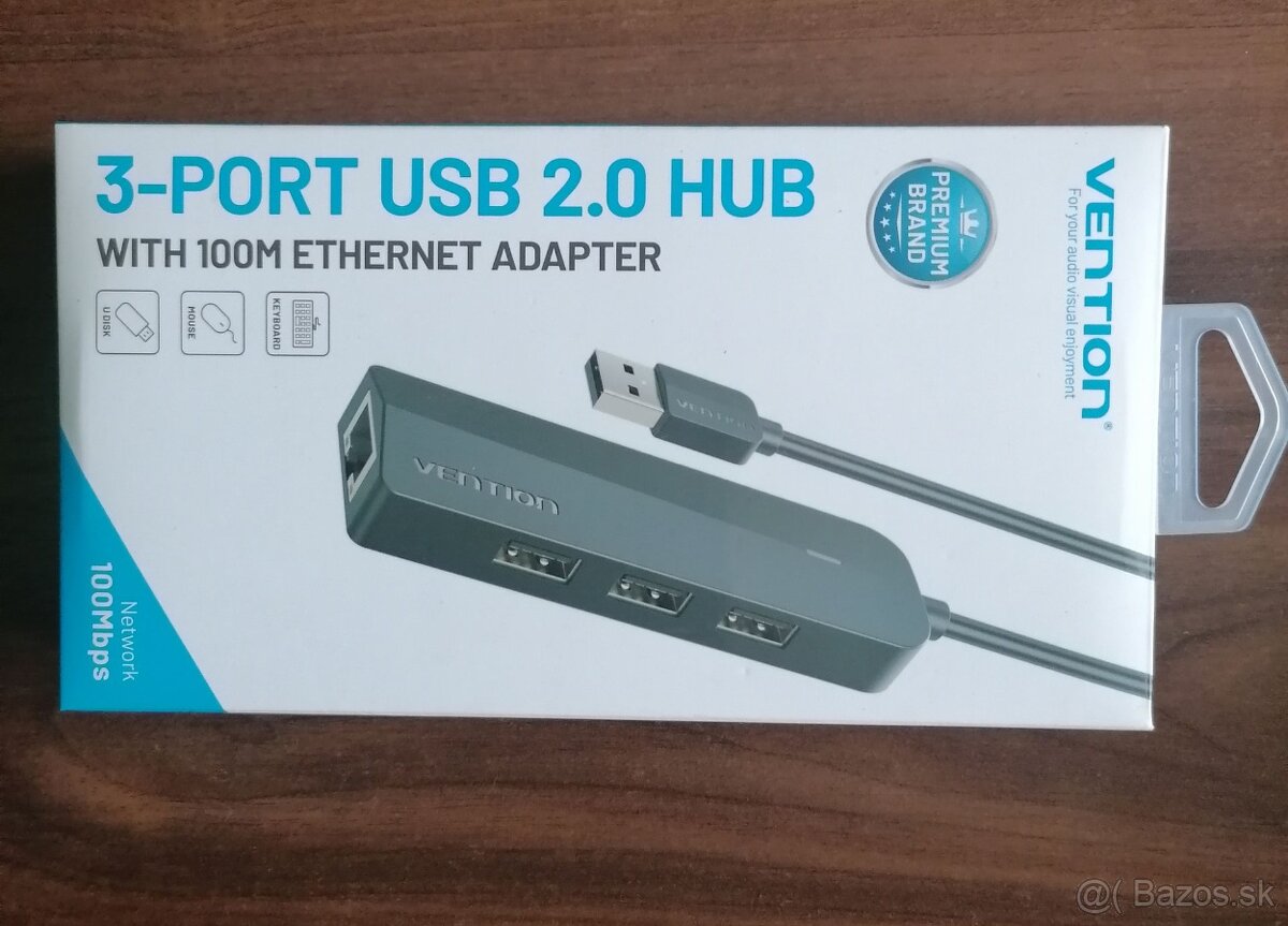 USB Hub 3-Port USB 2.0 + 100Mbps Ethernet
