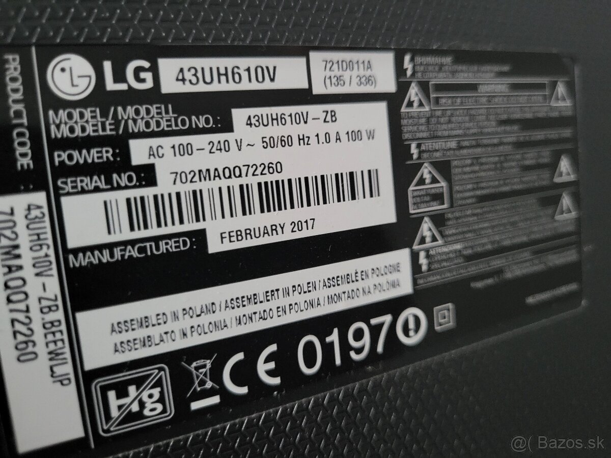 LG 43UH 610V televízor