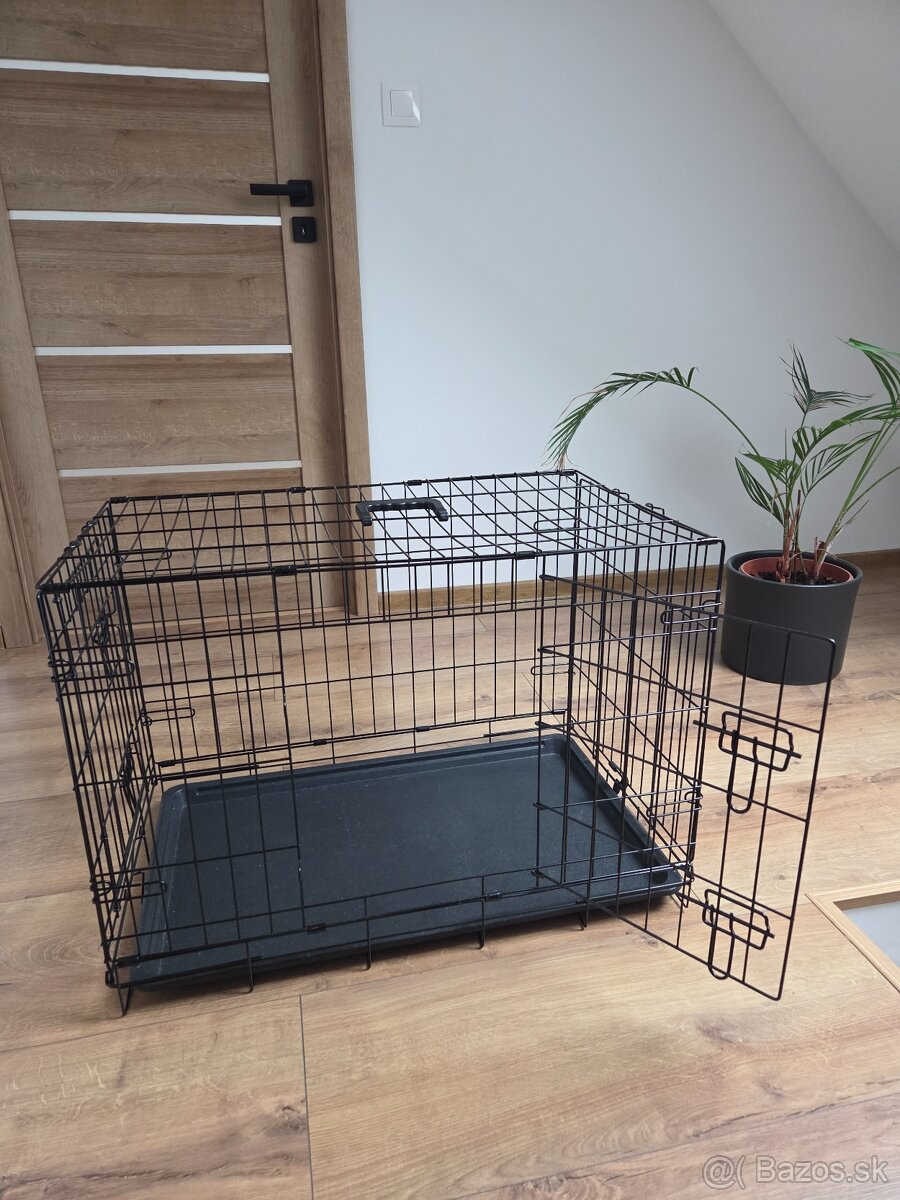 Dog Fantasy klietka skládacia čierná 2 dverová M 75 x 46 x 5