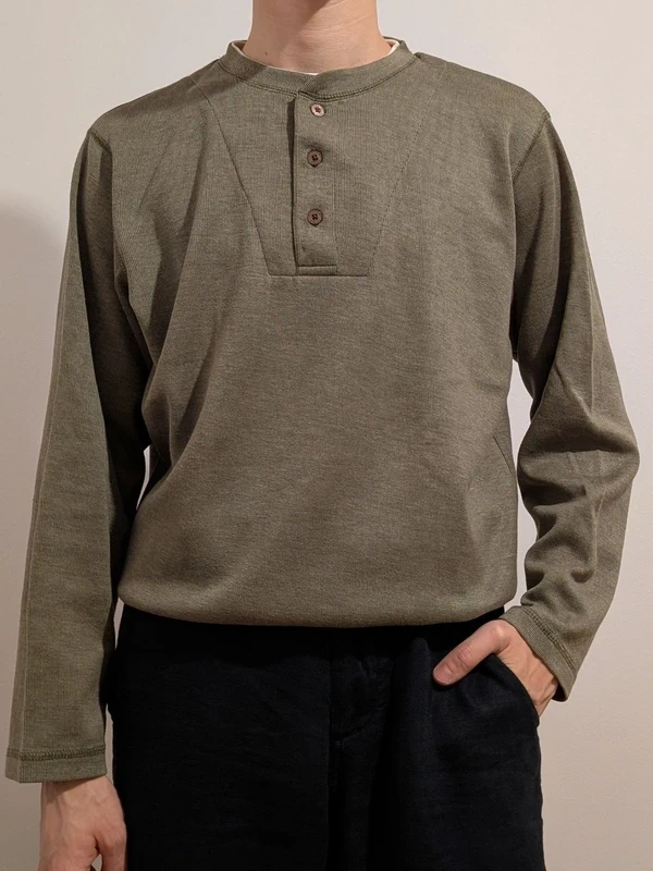 Henley LongSleeve olivovo zelené tričko s gombíkmi Denver Ha