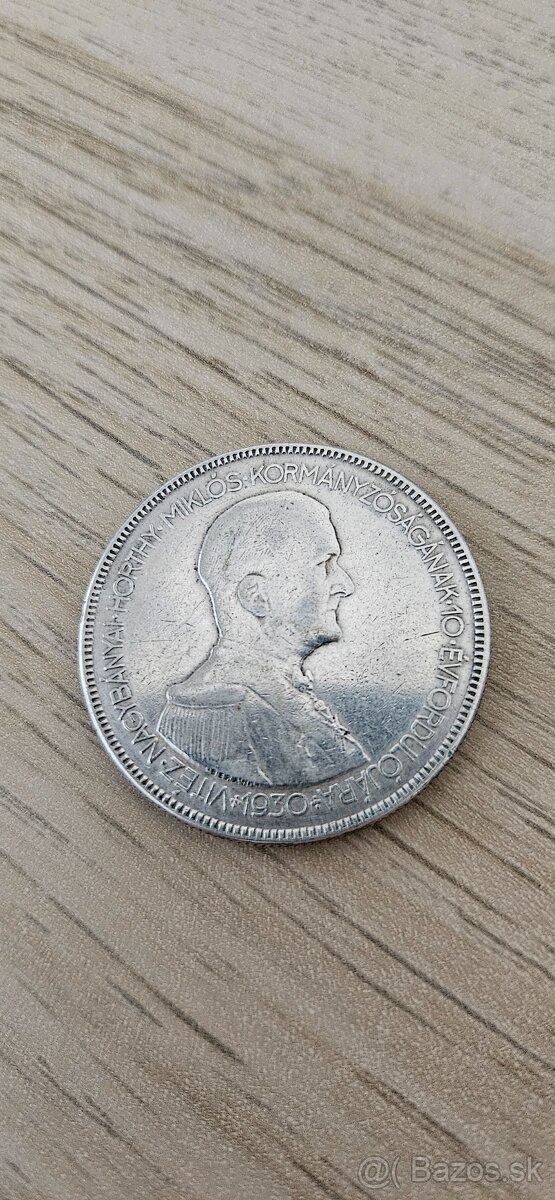 5 Pengo 1930 Maďarsko Horthy Miklós